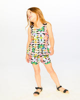 Jersey Shorts Black Printed Flowers-1