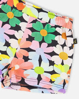 Jersey Shorts Black Printed Flowers-3