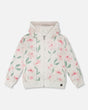 French Terry Hoodie Off White Printed Flowers-0