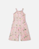 Viscose Jumpsuit Pink Printed Flowers-0