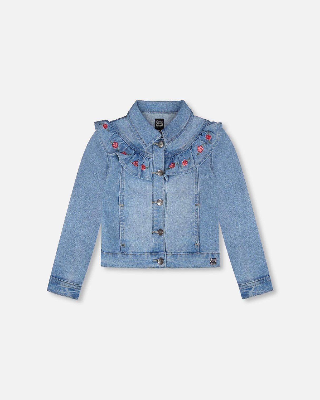 Light Blue Denim Jacket With Embroidery-0
