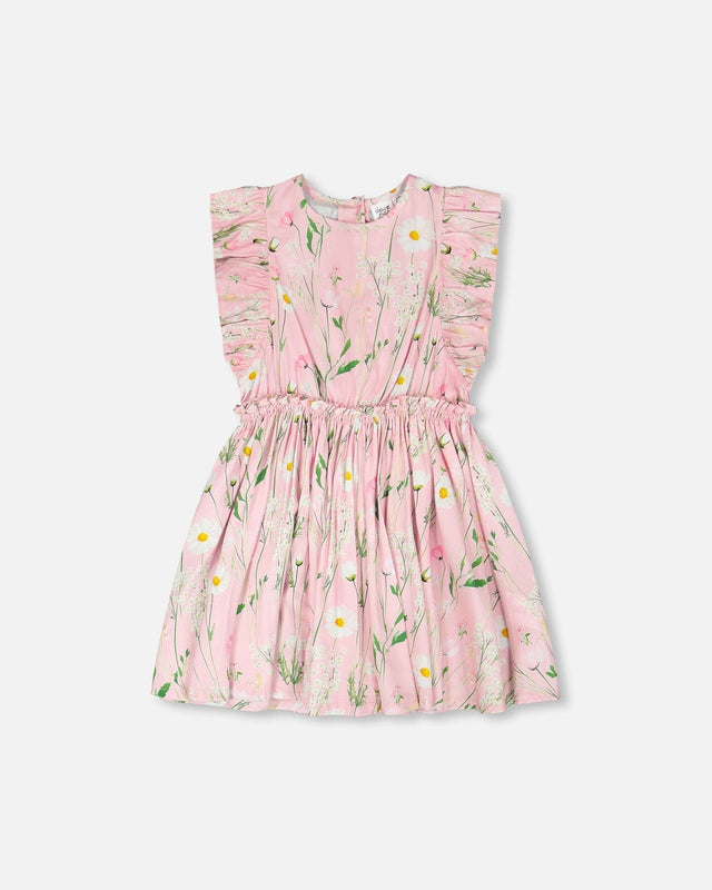 Viscose Dress Pink Printed Flowers-4