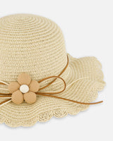 Flower Straw Hat Beige-4