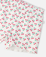 Rib Shorts White Printed Cherries-2