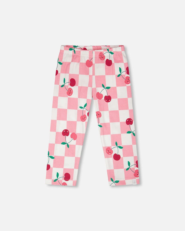 Organic Cotton Jersey Capri Pink Printed Cherries-0