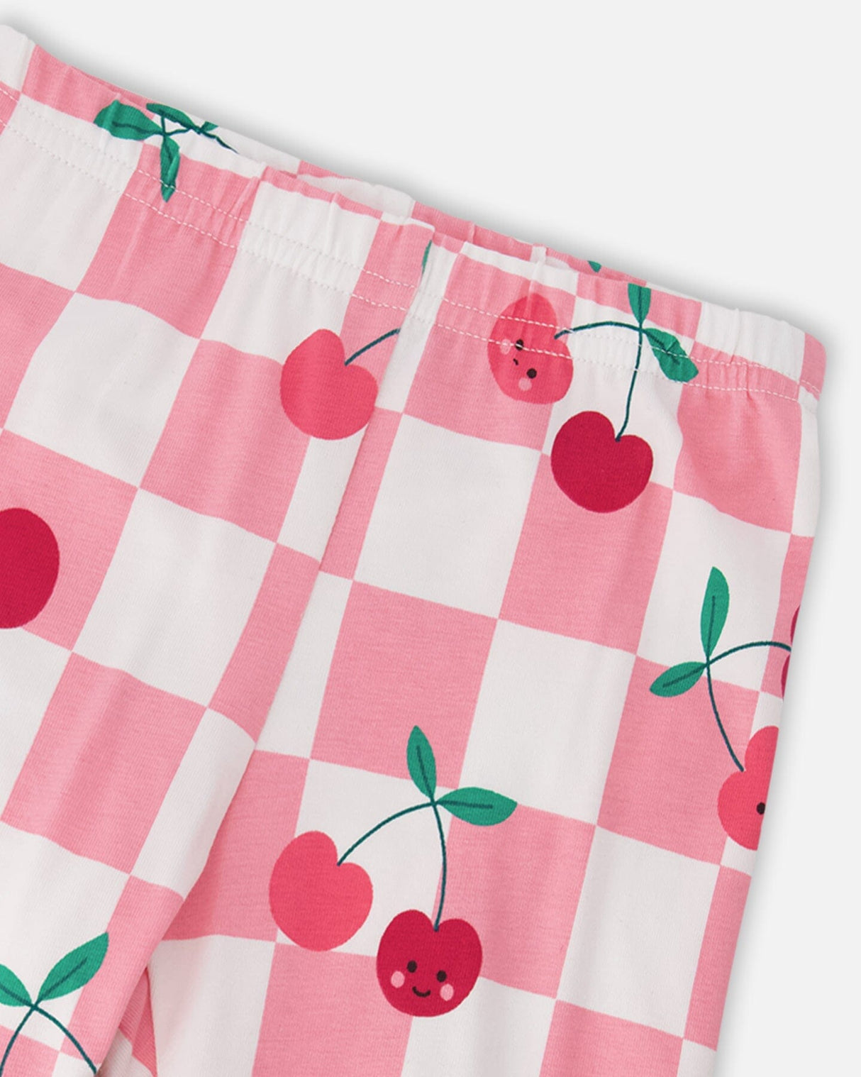 Organic Cotton Jersey Capri Pink Printed Cherries-3