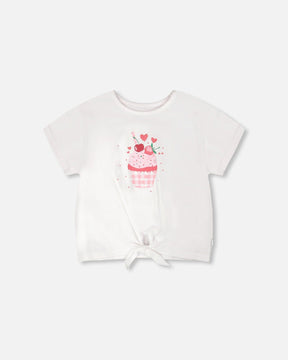 Organic Cotton Jersey T-Shirt With Tie At Waist White-0