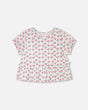 Rib Crop T-Shirt With Frill White Printed Cheeries-0