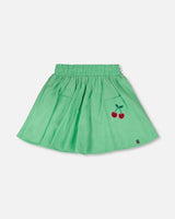 Organic Cotton Skort With Embroidery Green-0