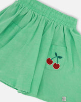 Organic Cotton Skort With Embroidery Green-3