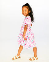 Organic Cotton Jersey Dress Pink Printed Cherries-1