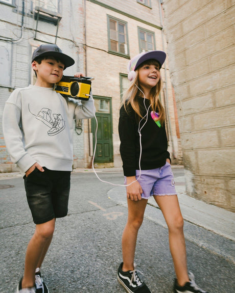 Mauve Denim Shorts With Embroidery-1