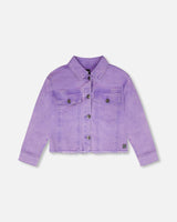 Mauve Denim Jacket With Embroidery-0