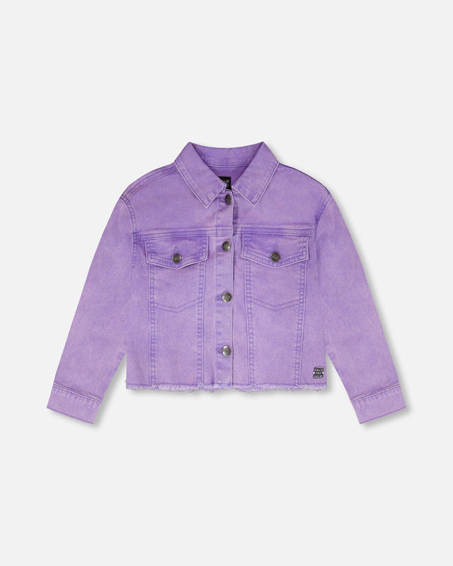 Mauve Denim Jacket With Embroidery-0