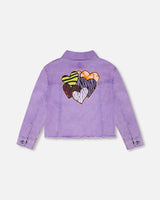 Mauve Denim Jacket With Embroidery-2