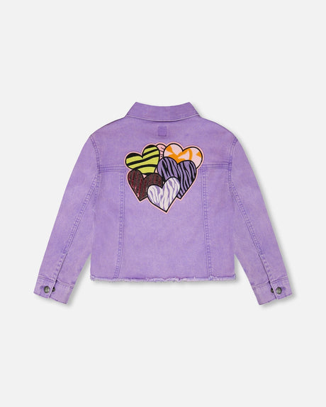 Mauve Denim Jacket With Embroidery-2