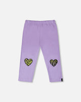Organic Cotton Jersey Capri Mauve With Knee Screen Hearts Appliqués-0