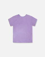 Organic Cotton Jersey T-Shirt Mauve With Sneakers-2