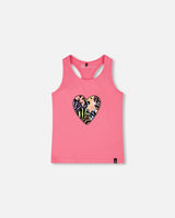 Organic Cotton Jersey Tank Top Pink With Screen Print-0