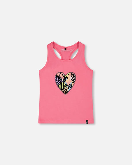 Organic Cotton Jersey Tank Top Pink With Screen Print-0