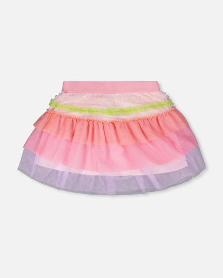 Mesh Skirt With Multicolor Frills-2
