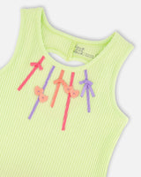 Sleeveless Bi-Material Dress Lime Green-3