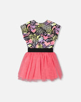 Bi-Material Dress Black Printed Multicolor-2