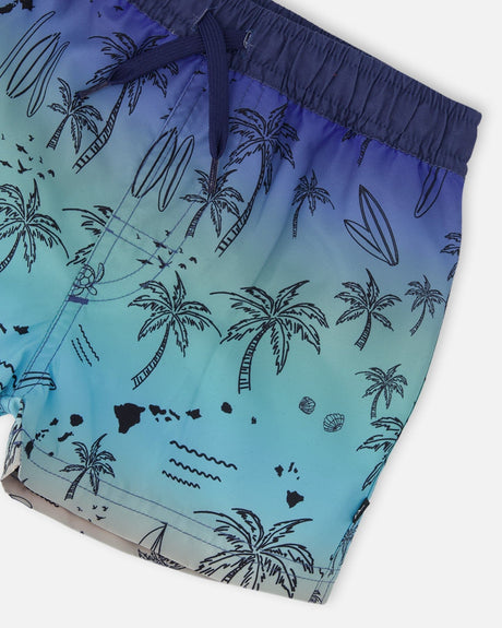 Boardshorts Blue Beach Print-4