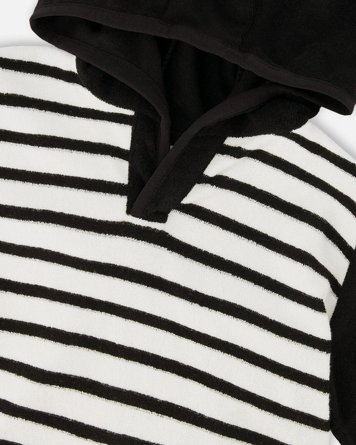 Hooded Terry T-Shirt With Shorts Set Black And White Stripes-4
