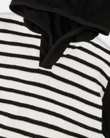 Hooded Terry T-Shirt With Shorts Set Black And White Stripes-4