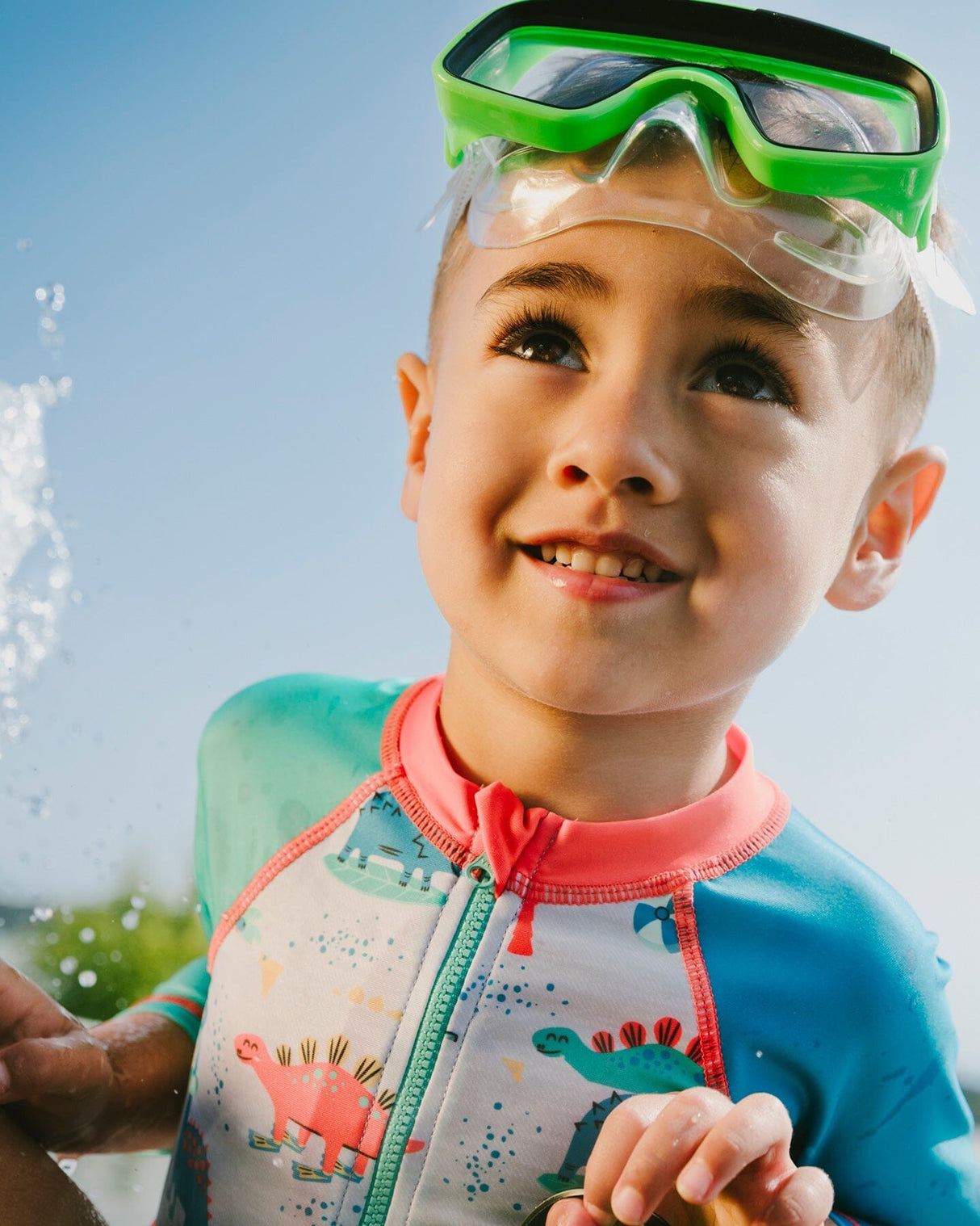 Baby And Toddler One-Piece Long Sleeve Rashguard Grey Baby Dinosaur Print-2