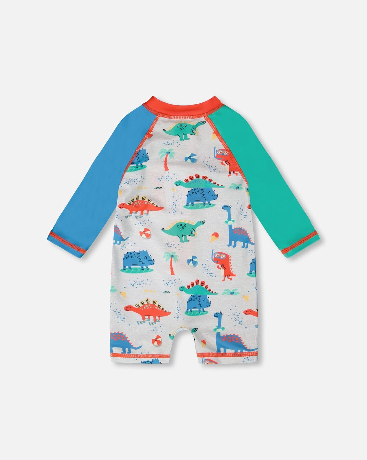 Baby And Toddler One-Piece Long Sleeve Rashguard Grey Baby Dinosaur Print-4
