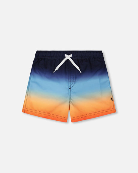 Swim Trunks Blue And Orange Gradient-0