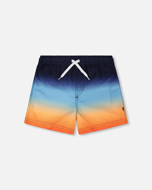 Swim Trunks Blue And Orange Gradient-0