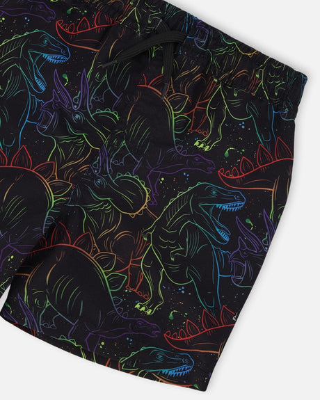 Swim Trunks Black Dinosaur Print-4