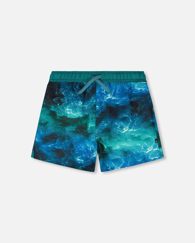 Swim Trunks Blue Waves Print-0