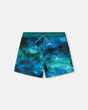 Swim Trunks Blue Waves Print-0