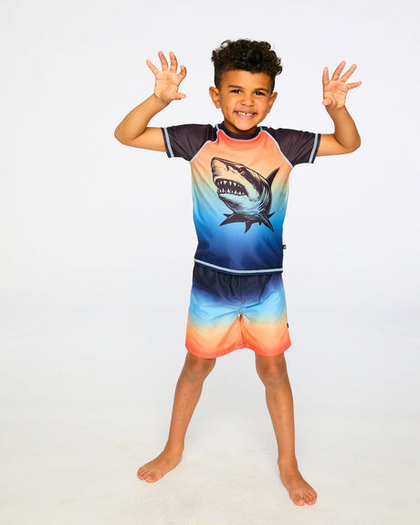 Short Sleeve Rashguard Blue And Orange Gradient-2