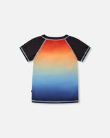 Short Sleeve Rashguard Blue And Orange Gradient-3
