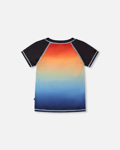 Short Sleeve Rashguard Blue And Orange Gradient-3