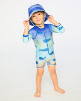Recycled Polyester Beach Hat Blue Whale Print-1