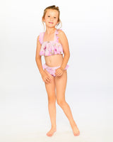 Two-Piece Swimsuit Purple Flower Print-3
