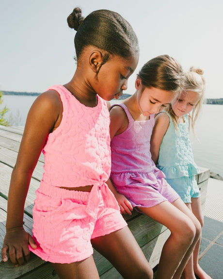 Terry Tank Top With Shorts Set Pink-1