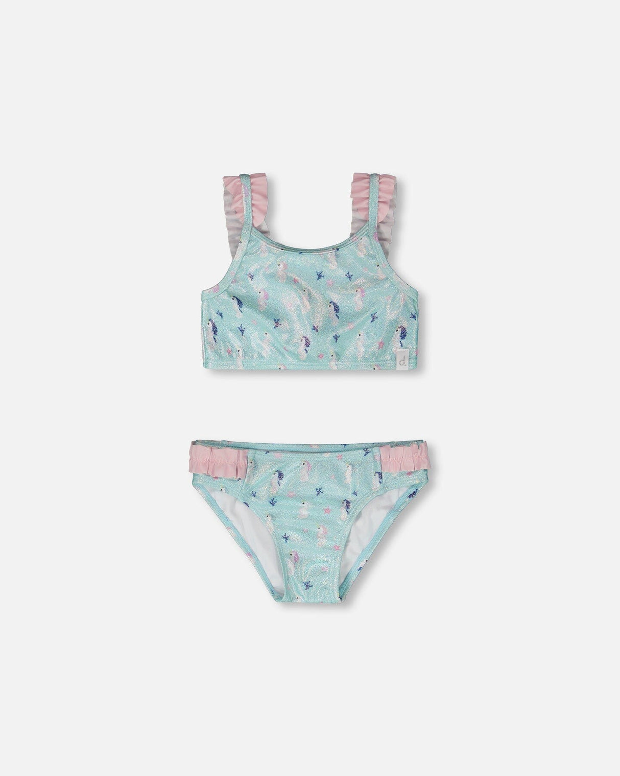 Two-Piece Swimsuit Blue Seahorse Print-0
