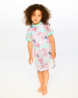 Mesh Beach Dress Blue Flamingo Print-2
