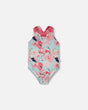 One-Piece Swimsuit Blue Flamingo Print-0
