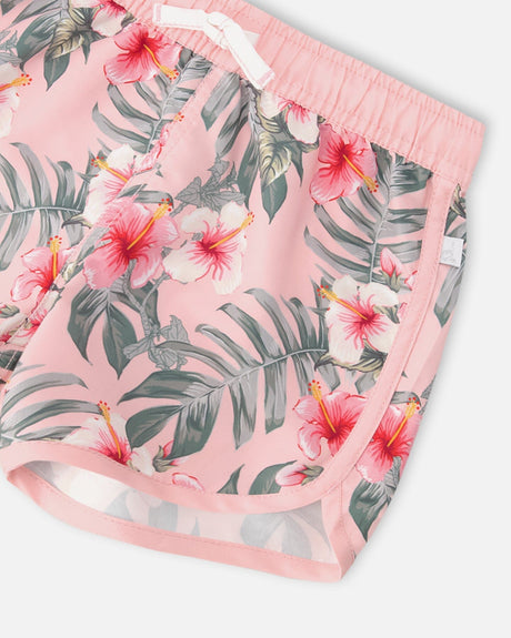 Swim Shorts Pink Hibiscus Print-3