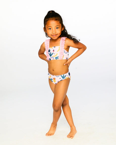 Two-Piece Swimsuit Pink Printed Fruits-2