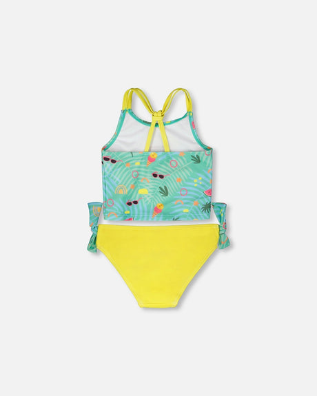 Two-Piece Swimsuit Green Beach Print-2