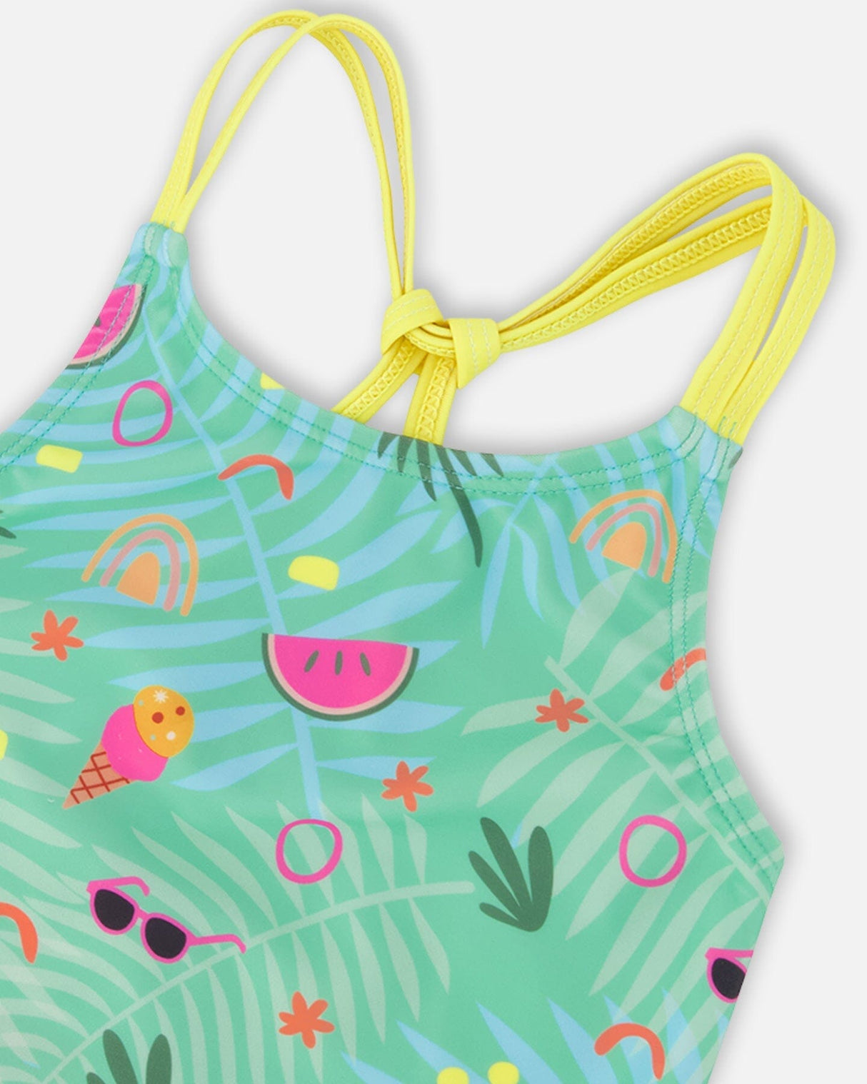 Two-Piece Swimsuit Green Beach Print-3